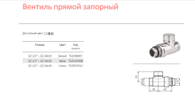 Вентиль Terma прямой запорный CYLINDER металл белый TGZOBI007