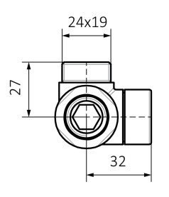 Вентиль Terma триосьовий запірний CYLINDER правий метал білий TGZOBI004