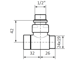 Вентиль Terma запірний кутовий CYLINDER метал чорний TGZOCZ001