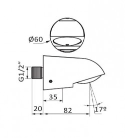 Верхній душ GRB Hydro антивандальний хром 059776