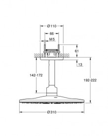 Верхній душ Grohe Rainshower 310 SmartActive з кронштейном 2 режими чорний фантомний 22124KF0