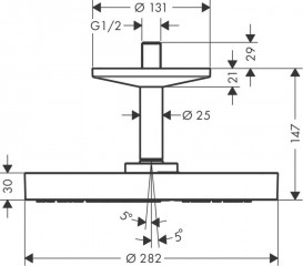 Верхний душ Hansgrohe Axor One Ø280 мм 1 режим с потолочным подсоединением полированное золото 48493990