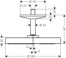 Верхний душ Hansgrohe Axor One Ø280 мм 1 режим с потолочным подсоединением матовая латунь 48493950