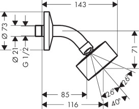 Верхний душ Hansgrohe Axor One Ø75 мм 1 режим EcoSmart с держателем матовая латунь 48490950