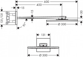 Верхний душ Hansgrohe Axor ShowerSolutions Ø300 мм 2 режима с держателем шлифованная бронза 35303140