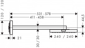 Верхний душ Hansgrohe Axor ShowerSolutions 240х240 мм 1 режим с держателем шлифованный черный хром 10925340