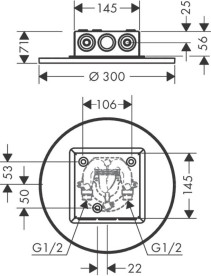 Верхний душ Hansgrohe Axor ShowerSolutions Ø300 мм 1 режим встроенный в потолок матовый никель 35302820