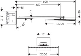 Верхній душ Hansgrohe Axor ShowerSolutions 300х300 мм 2 режими з тримачем матовий нікель 35318820