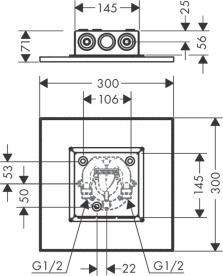 Верхній душ Hansgrohe Axor ShowerSolutions 300х300 мм 2 режими вбудований у стелю матовий нікель 35321820