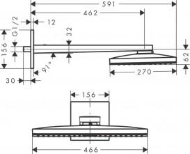 Верхний душ Hansgrohe Axor ShowerSolutions 1jet с держателем хром 35278000
