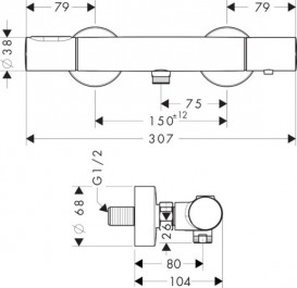 Верхний душ Hansgrohe Axor ShowerSolutions 250 2jet с держателем хром 35297000