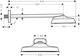 Верхній душ Hansgrohe Axor ShowerSphere 1jet 250х160 мм з кронштейном хром 39754000