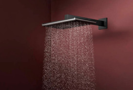 Верхний душ Hansgrohe Raindance Alive Q 34х21 см 2 режима с держателем черный матовый хром 24550340