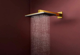Верхній душ Hansgrohe Raindance Alive Q 34х21 см 2 режими з тримачем золото 24550990
