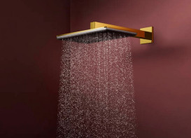 Верхній душ Hansgrohe Raindance Alive Q 34х21 см 2 режими з тримачем золото 24550990