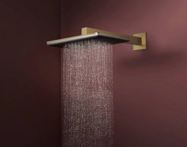 Верхній душ Hansgrohe Raindance Alive Q 34х21 см 2 режими EcoSmart із тримачем бронза 24551140