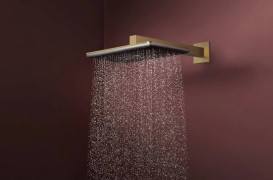 Верхній душ Hansgrohe Raindance Alive Q 34х21 см 2 режими EcoSmart із тримачем бронза 24551140