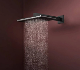 Верхній душ Hansgrohe Raindance Alive Q 34х21 см 2 режиму EcoSmart із тримачем чорний матовий хром 24551340