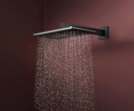 Верхній душ Hansgrohe Raindance Alive Q 34х21 см 2 режиму EcoSmart із тримачем чорний матовий хром 24551340