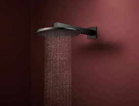 Верхний душ Hansgrohe Raindance Alive S 300 2 режима EcoSmart с держателем черный матовый хром 24541340