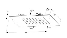 Верхній душ Kludi Asana вбудований 60х30 см чорний матовий 694503900