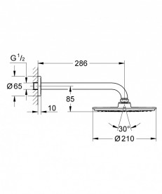 Верхний душ с кронштейном GROHE Rainshower Cosmopolitan Metal 21 хром 26052000