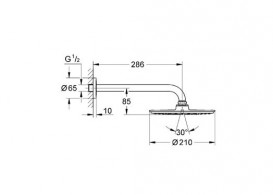 Верхний душ с кронштейном GROHE Rainshower Cosmopolitan Metal 21 с ограничением расхода воды хром 26062000