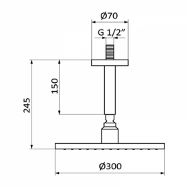 Верхний душ с потолка GRB Hidromasaje Daylight с кронштейном хром 05045007
