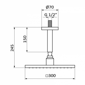 Верхний душ с потолка GRB Hidromasaje Daylight с кронштейном хром 05045008
