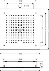Верхний душ с потолка Hansgrohe Raindance E 400х400 мм 1 режим черный матовый 26252670