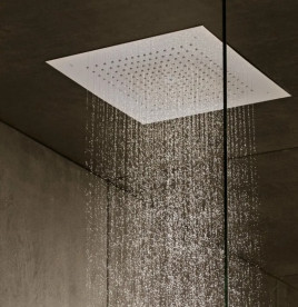 Верхний душ с потолка Hansgrohe Raindance E 400х400 мм 1 режим EcoSmart белый матовый 26253700