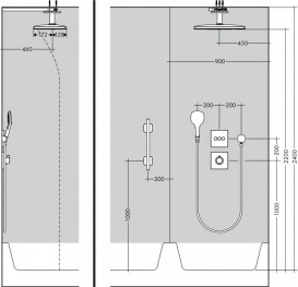 Верхній душ з тропічним душем Hansgrohe колекція Rainmaker Select 3jet 460 мм хром / чорний 24006600
