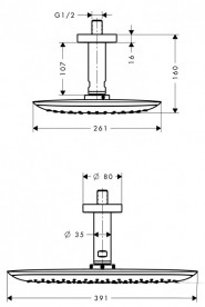 Верхний душ с тропическим душем Hansgrohe коллекция PuraVida EcoSmart 400 хром/белый 26603400