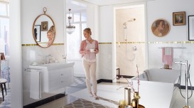 Верхний душ с тропическим душем Hansgrohe коллекция Raindance Classic AIR хром/золото 27424090