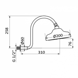 Верхній душ зі стіни GRB Hidromasaje 1866 з кронштейном хром 058194
