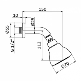 Верхний душ со стены GRB Hidromasaje Easy с кронштейном хром 058202
