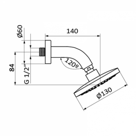 Верхний душ со стены GRB Hidromasaje Harry с кронштейном хром 059777
