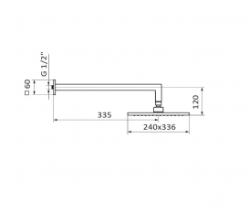 Верхний душ со стены GRB Hidromasaje Hokei с кронштейном хром 05045004