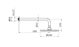 Верхний душ со стены GRB Hidromasaje Plot 1 режим хром 05027001