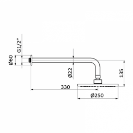 Верхний душ со стены GRB Hidromasaje Plot с кронштейном черный 05027201
