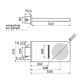 Верхній душ зі стіни GRB Hidromasaje Twice хром 058157