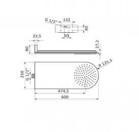 Верхній душ зі стіни GRB Hidromasaje Ibon 1 режим хром 05020010