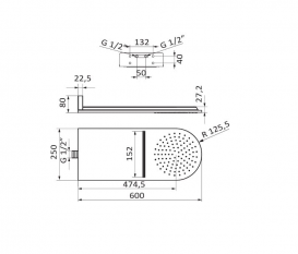 Верхній душ зі стіни GRB Hidromasaje Okina 2 режиму хром 05020009
