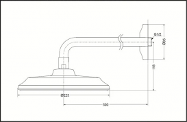 Верхний душ со стены TOTO Classic  Ø223 мм на кронштейне золото DBX120CAM#PG
