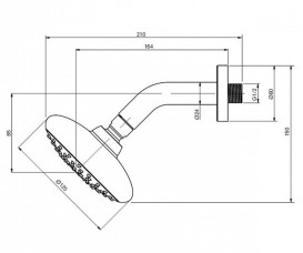 Верхній душ зі стіни TOTO NC, Overheard Shower Ø125 мм хром VHC300