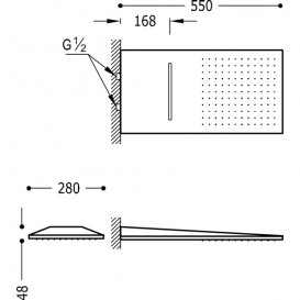 Верхний душ со стены Tres Inox 280х550 мм 2 типа струи хром 29990301