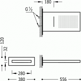 Верхний душ со стены Tres Inox 380х556 мм 2 типа струи хром 134903
