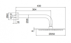 Верхний душ Treemme Time_out Ø 25 см с кронштейном белый матовый 6586BB