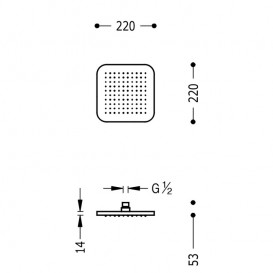 Верхній душ Tres 220х220 мм з шарніром хром 29963206