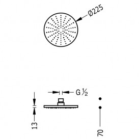 Верхний душ Tres Ø 225 мм с шарниром хром 29963201